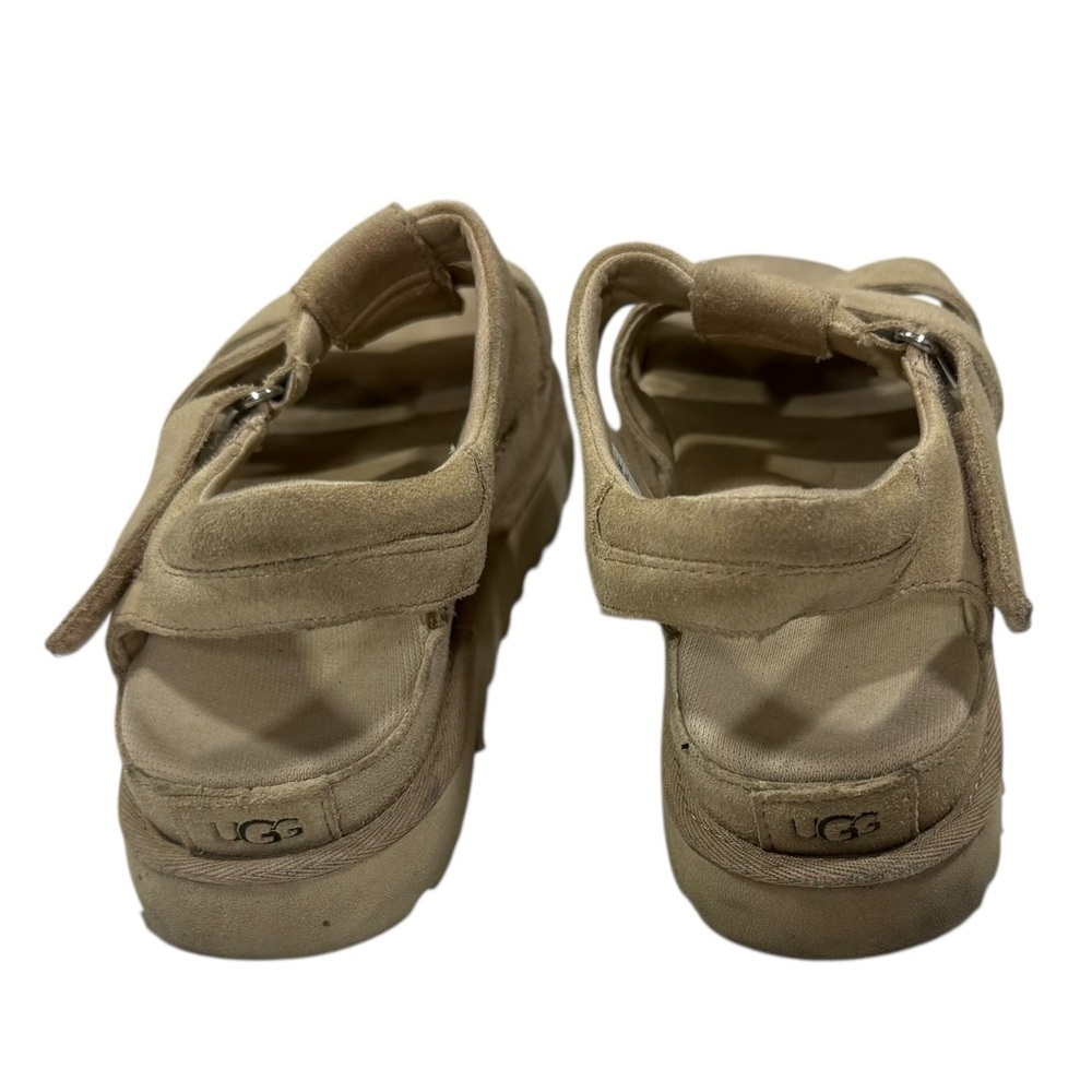UGG Goldenstar Driftwood Suede Platform Sandals Sz 9.5 Hook & Loop - Picture 3 of 9